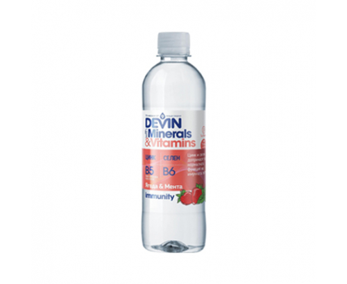 Минерална вода Девин с витамини и минерили 425мл ягода и мента