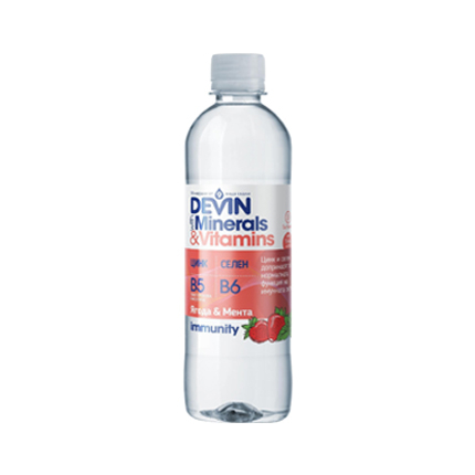 Минерална вода Девин с витамини и минерили 425мл ягода и мента