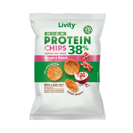 Протеинов чипс Ливити 52г Бекон и ранч Протеинов чипс Ливити 52г Бекон и ранч