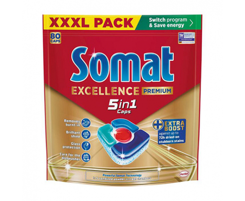 Таблетки за съдомиялна Сомат 80бр 5в1 Екселънс Таблетки за съдомиялна Сомат 80бр 5в1 Екселънс