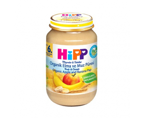 Био пълнозърнеста каша Хип 190г Ябълка, банан, бисквити Био пълнозърнеста каша Хип 190г Ябълка, банан, бисквити