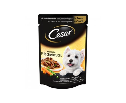Храна за кучета Цезар 100г Пауч Пиле и зеленчуци в сос