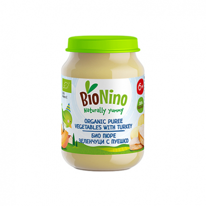 Био пюре Бионино 190г 6М+ Пуешко месо със зеленчуци