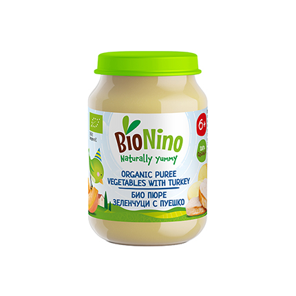 Био пюре Бионино 190г 6М+ Пуешко месо със зеленчуци Био пюре Бионино 190г 6М+ Пуешко месо със зеленчуци