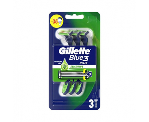 Самобръсначка за еднократна употреба Жилет Блу Плюс Сензитив 3бр Самобръсначка за еднократна употреба Жилет Блу Плюс Сензитив 3бр
