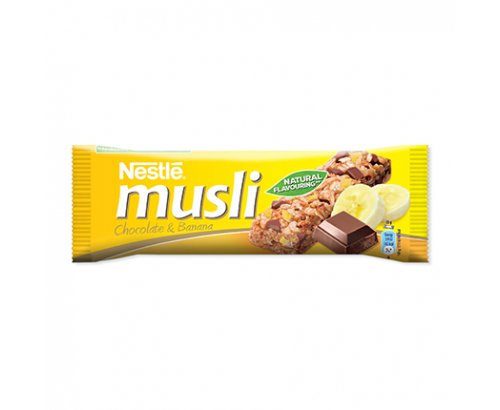 Зърнен десерт Нестле Мюсли 35г Шоколад и банан Зърнен десерт Нестле Мюсли 35г Шоколад и банан