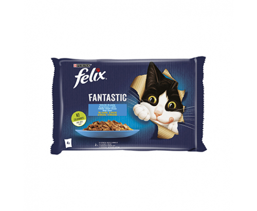 Храна за котки Феликс Фантастик 4х85г Сьомга и писия Храна за котки Феликс Фантастик 4х85г Сьомга и писия