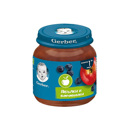 Пюре Гербер 125г Ябълка и боровинка