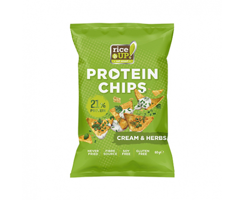 Протеинов чипс Райс ъп 60г Сметана и билки Протеинов чипс Райс ъп 60г Сметана и билки