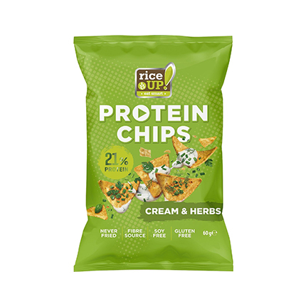 Протеинов чипс Райс ъп 60г Сметана и билки Протеинов чипс Райс ъп 60г Сметана и билки