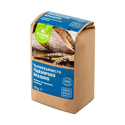 Брашно 100% Пълнозърнесто от пшеница Екосем 1кг Брашно 100% Пълнозърнесто от пшеница Екосем 1кг