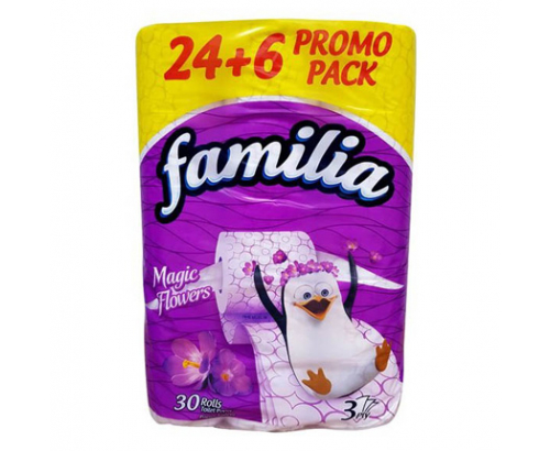 Тоалетна хартия Фамилия 24+6бр Маджик Флауър Тоалетна хартия Фамилия 24+6бр Маджик Флауър