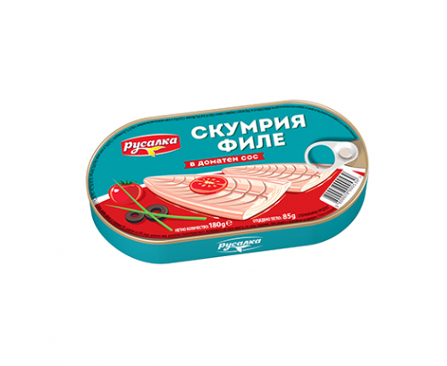 Скумрия Русалка 180г Филе в доматен сос Скумрия Русалка 180г Филе в доматен сос