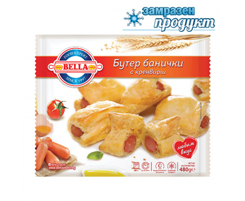 Белла мини бутер банички с кренвирш 480г Белла мини бутер банички с кренвирш 480г