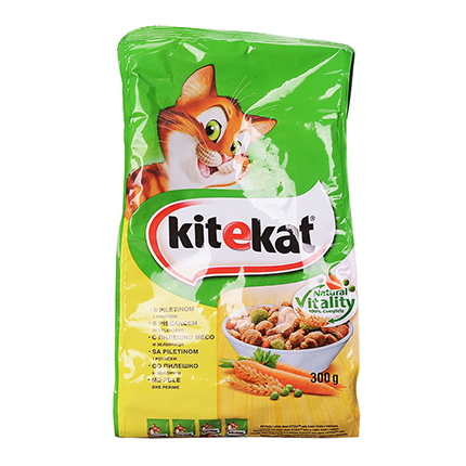 Храна за котки Китекат 300г Суха Пилешко месо и зеленчуци