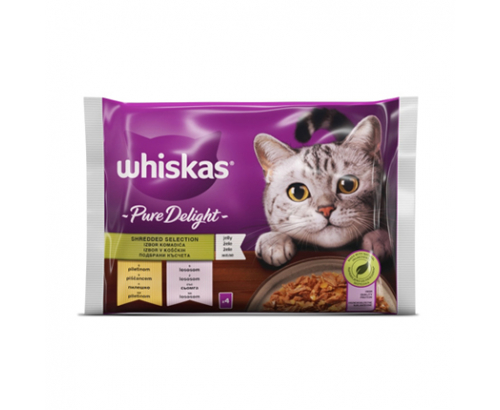 Храна за котки Уискас 4х85г Пауч Пюр Дилайт Микс Меню Храна за котки Уискас 4х85г Пауч Пюр Дилайт Микс Меню