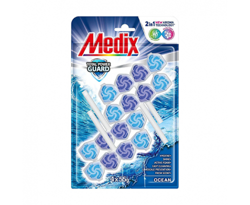 Ароматизатор за тоалетна Медикс Пауър Гард 4х55г Океан Ароматизатор за тоалетна Медикс Пауър Гард 4х55г Океан