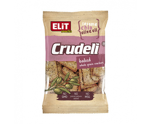 Пълнозърнести крекери Елит 140г със сусам, чия и зехтин Пълнозърнести крекери Елит 140г със сусам, чия и зехтин
