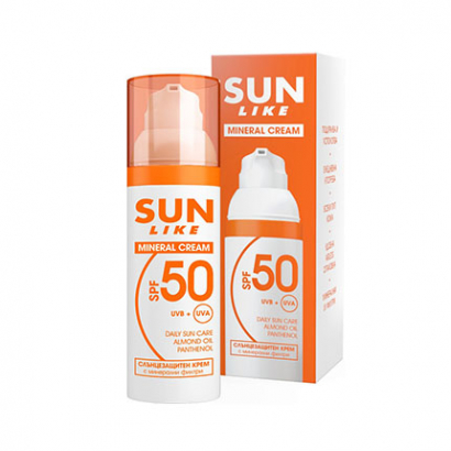 Слънцезащитен крем за лице Сън Лайк 50мл Минерал SPF50