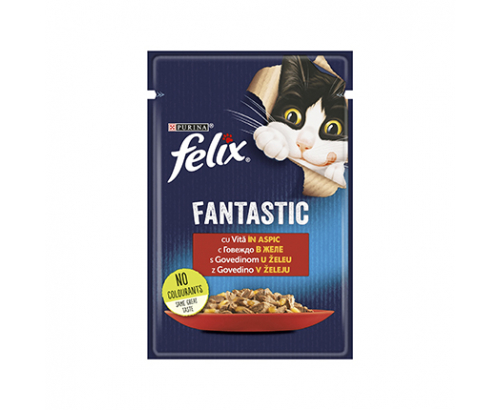 Храна за котки Феликс Фантастик 85г Пауч Телешко месо Храна за котки Феликс Фантастик 85г Пауч Телешко месо