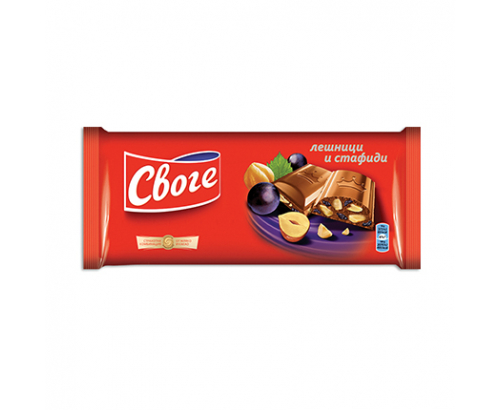 Шоколад Своге 90г Лешник и стафида Шоколад Своге 90г Лешник и стафида