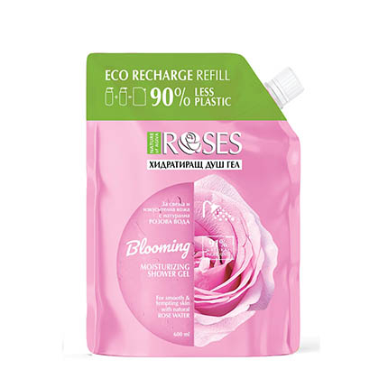 Душ гел Роузес 600мл Розова вода пълнител