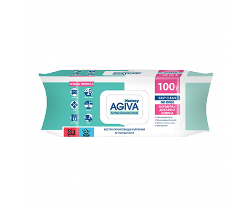 Влажни кърпи Агива 100бр С белина Влажни кърпи Агива 100бр С белина