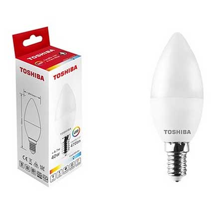 Лед крушка Тошиба свещ 4.7=40W Е14 4000К 470LM Лед крушка Тошиба свещ 4.7=40W Е14 4000К 470LM