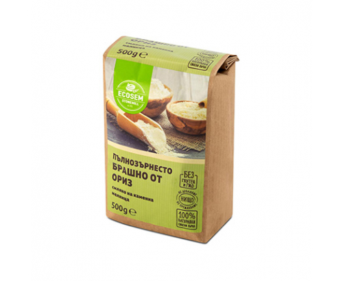 Брашно 100% Пълнозърнесто от ориз Екосем 500г Брашно 100% Пълнозърнесто от ориз Екосем 500г