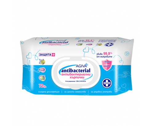 Антибактериални влажни кърпи Агива 72бр Антибактериални влажни кърпи Агива 72бр