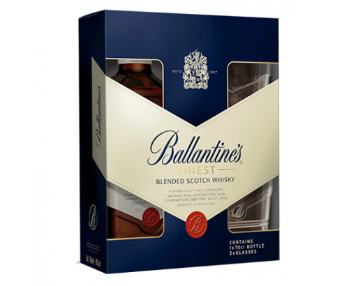Уиски Балантайнс 700мл + 2 чаши Уиски Балантайнс 700мл + 2 чаши