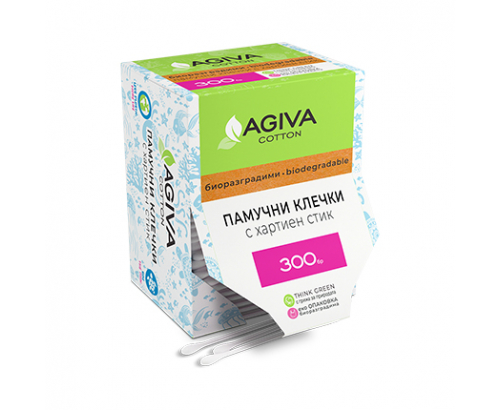 Клечки за уши Агива 300бр Биоразградими Клечки за уши Агива 300бр Биоразградими