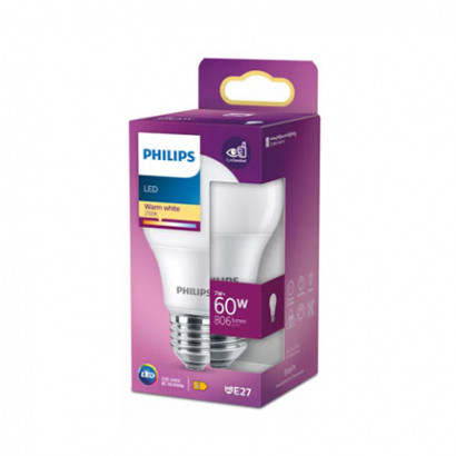 Лед крушка Филипс 7W=60W E27 2700К