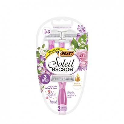 Еднократна самобръсначка Бик Солей Ескейп 3бр с 3 ножчета Момина сълза и роза