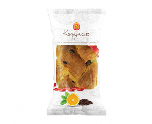 Козунак Добруджански Хляб 250г С портокал и стафиди Козунак Добруджански Хляб 250г С портокал и стафиди
