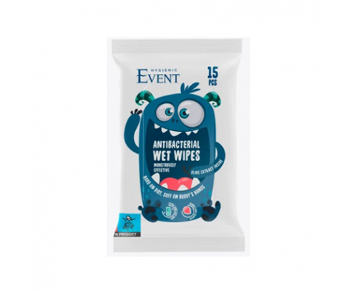 Антибактериални влажни кърпи Евент 15бр ХL С екстракт от маслина Антибактериални влажни кърпи Евент 15бр ХL С екстракт от маслина
