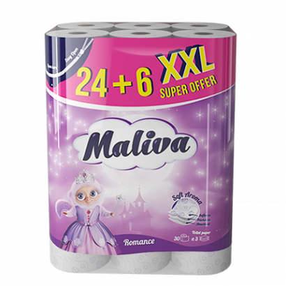 Тоалетна хартия Малива 24+6бр Романс