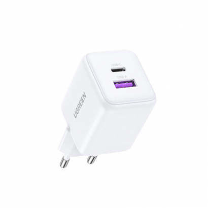 Зарядно Югрийн X516, 1хUSB-C + 1хUSB-A, 30W Мини бяло