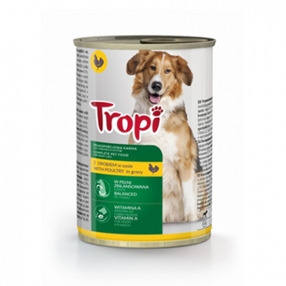 Храна за кучета Тропи 415г Консерва с пилешко