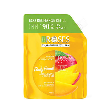 Душ гел Роузес 600мл Манго пълнител