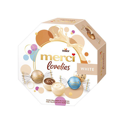 Шоколадови бонбони Мерси Ловлис 185г Бяло 15бр Шоколадови бонбони Мерси Ловлис 185г Бяло 15бр