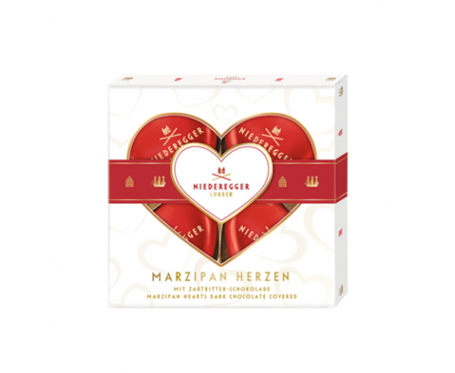 Шоколадови бонбони Нидерегер марципанови сърца 50г Тъмен шоколад Шоколадови бонбони Нидерегер марципанови сърца 50г Тъмен шоколад