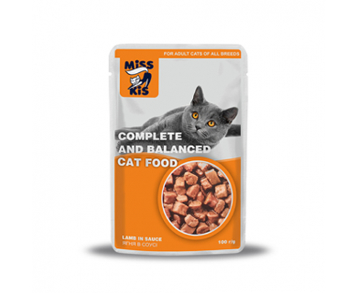 Храна за котки Мис Кис 100г Пауч Агнешко месо Храна за котки Мис Кис 100г Пауч Агнешко месо