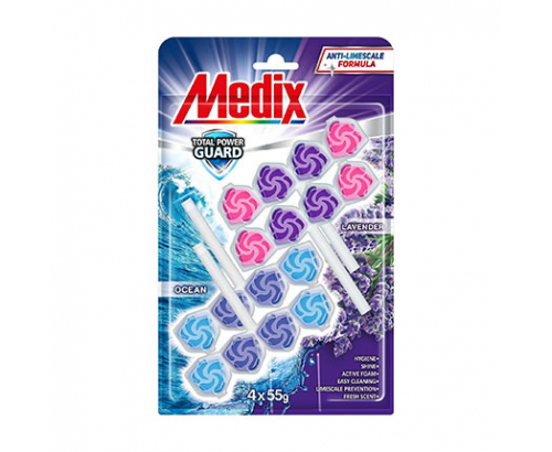 Ароматизатор за тоалетна Медикс Пауър Гард 4х55г Океан и лавандула Ароматизатор за тоалетна Медикс Пауър Гард 4х55г Океан и лавандула