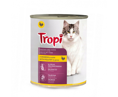 Храна за котки Тропи 830г Консерва Пиле Храна за котки Тропи 830г Консерва Пиле