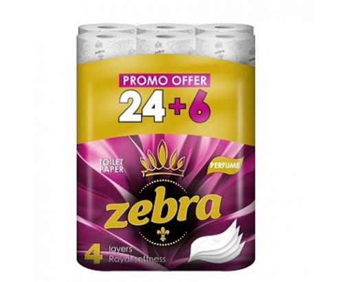 Тоалетна хартия Зебра Парфюм 24+6бр Тоалетна хартия Зебра Парфюм 24+6бр
