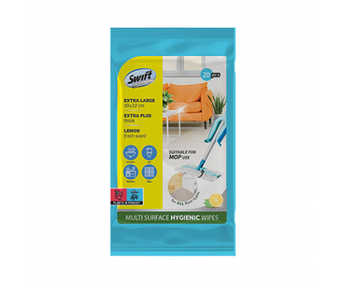 Влажни кърпи Суифт за различни повърхности 20бр Лимон Влажни кърпи Суифт за различни повърхности 20бр Лимон