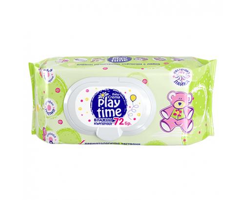 Влажни кърпи Плей Тайм 72бр С капак Влажни кърпи Плей Тайм 72бр С капак
