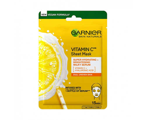 Памучна маска за лице Гарние Скин Натуралс 28г С витамин Ц Памучна маска за лице Гарние Скин Натуралс 28г С витамин Ц