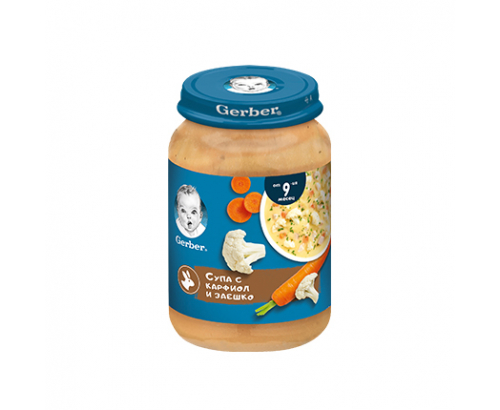 Пюре Гербер 190г Супа с карфиол и заешко Пюре Гербер 190г Супа с карфиол и заешко